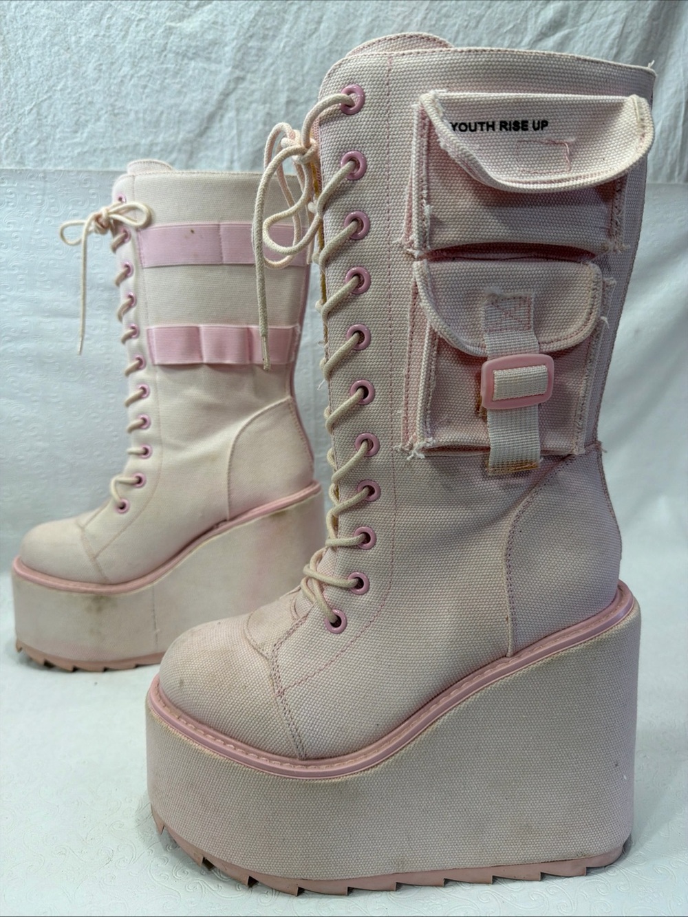 YRU Dune Desert Pearl Pink Platform Boots Dolls Kill Disco Party Brats Festival